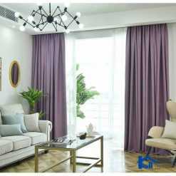 Rèm vải màu tím phòng khách