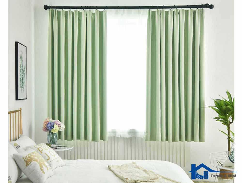 Rèm vải cửa sổ màu xanh lá đơn giản | AVINAHOME