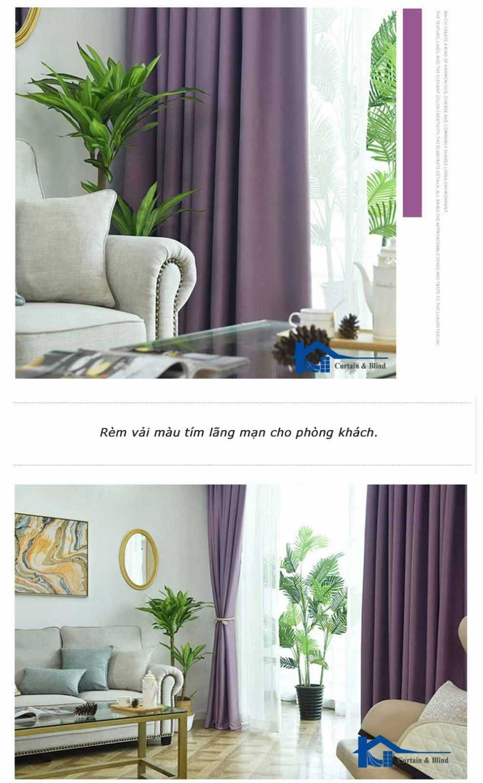 Rèm màu tím phòng khách Rèm màu tím phòng khách