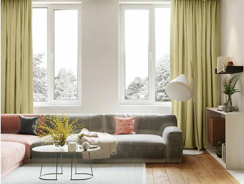 Rèm vải màu kem phòng khách