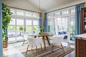 Rèm vài màu xanh cho phòng khách