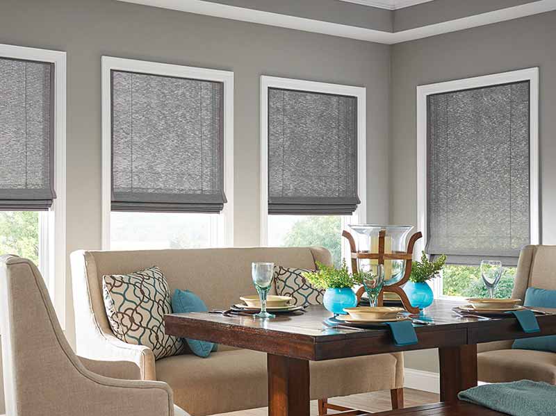Rèm roman màu xám cho cửa sổ Rèm roman màu xám cho cửa sổ