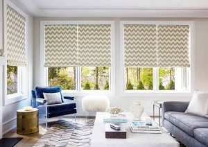 Rèm cửa phòng khách roman sang trọng