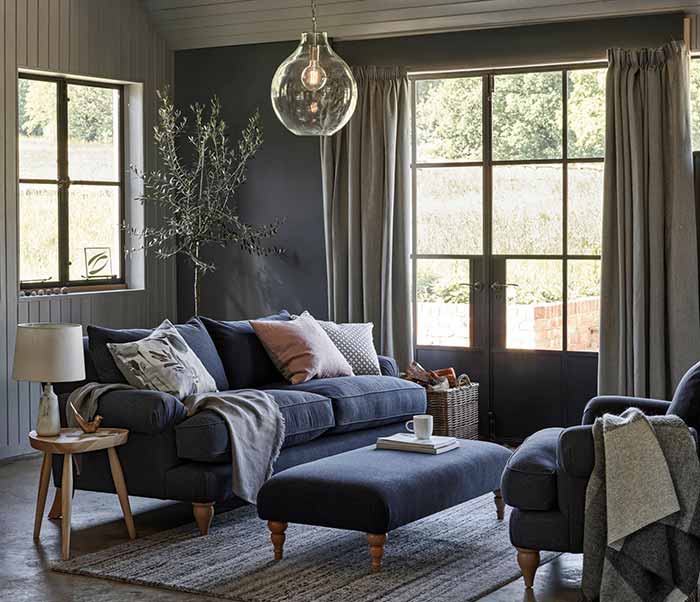 Phòng khách mộc mạc hiện đại màu xám