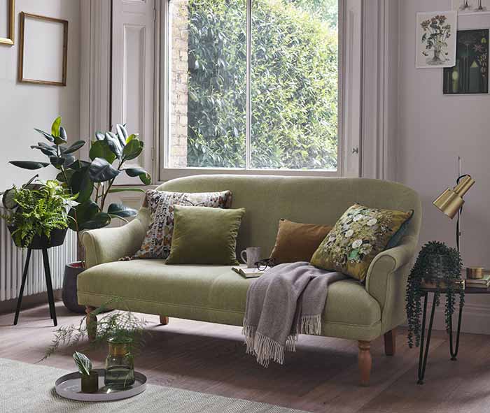 Phòng khách với màu xanh tự nhiên