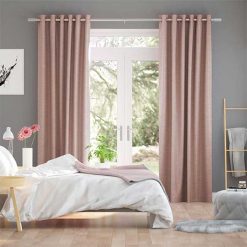rèm vải polyester màu hồng phấn